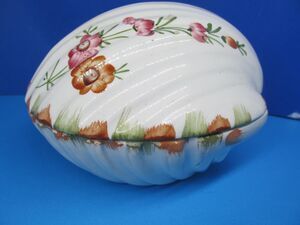 Bassano Italy Vintage Covered Sea Shell Shaped Bowl Approx 7"H X 5"L Has Crazing